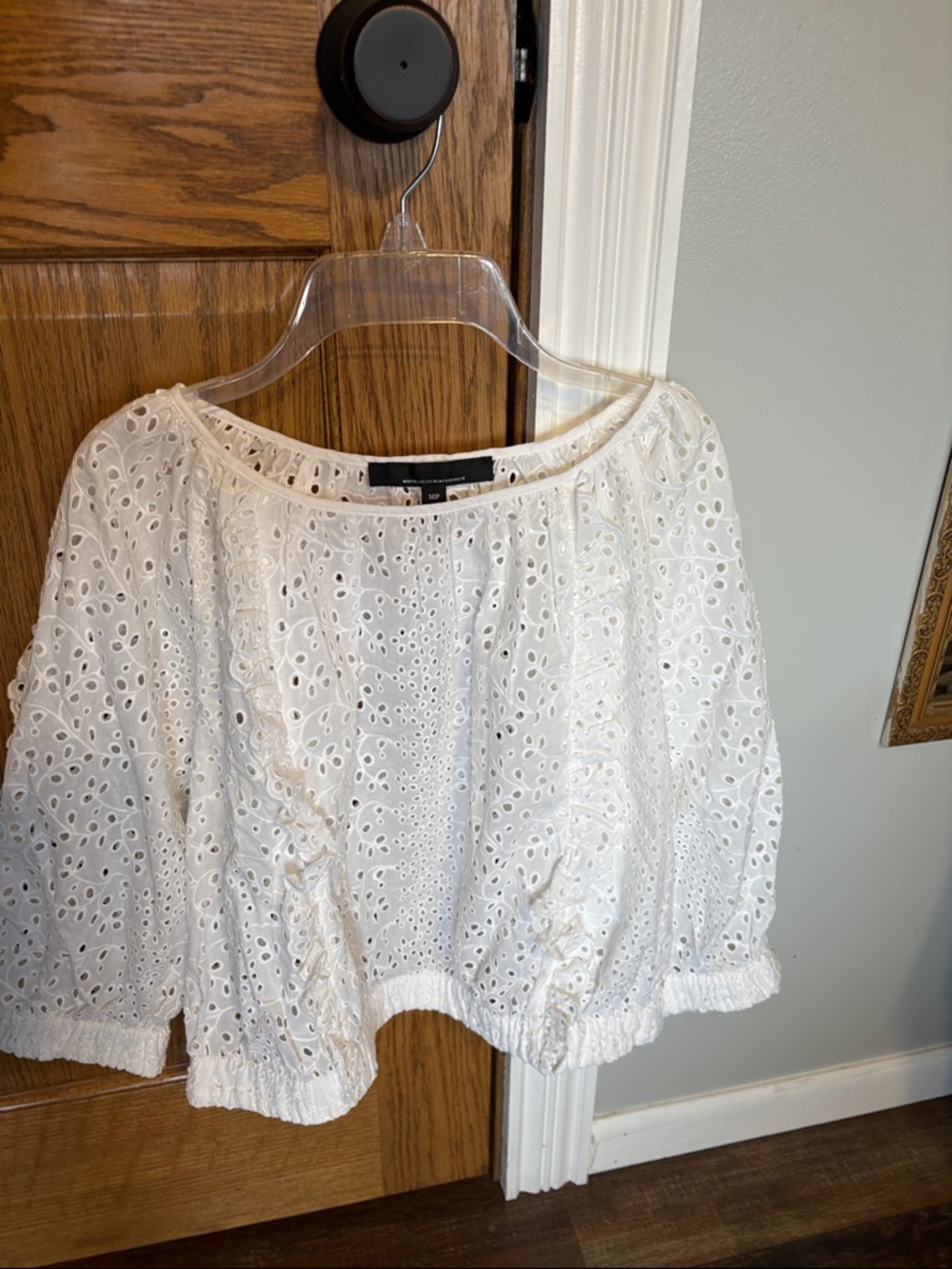 White House Black Market White Eyelet Blouse